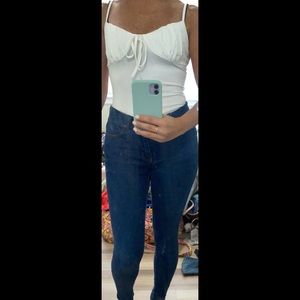 Shein white ruffle/tie top bodysuit size 2